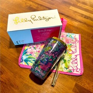 Lilly Pulitzer Tumbler GIFT READY Mermaid In The Shade Travel Cup Gift Bag Tote